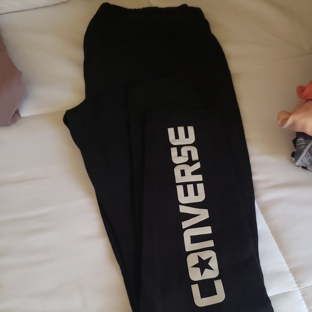 Converse  Black Leggings with Silver Logo
